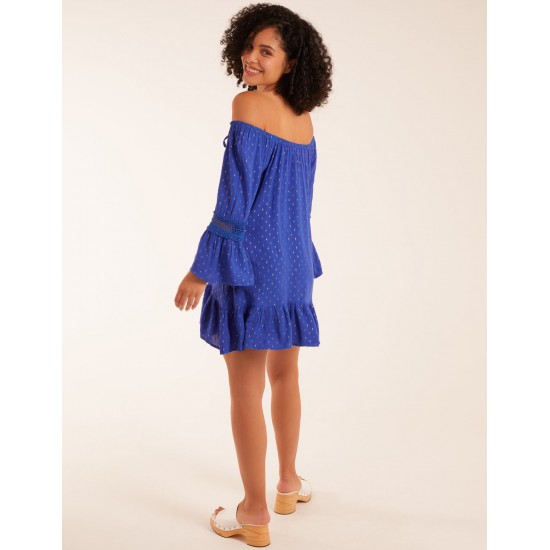 Bardot Tunic Dress With Frill Hem