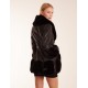 Faux Fur Collar PU Belted Coat