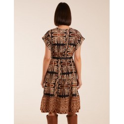 Tiered Crossover Printed Dress