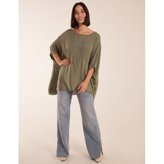 Oversized Satin Hem Top