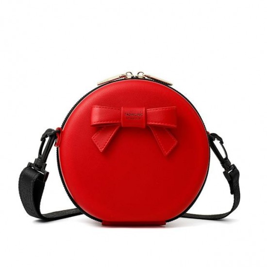 Round Leather Shoulder Bag