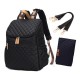 Black Unisex Backpack Diaper Bag