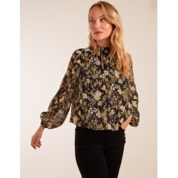 Leopard Bubble Hem High Neck Top