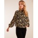 Leopard Bubble Hem High Neck Top